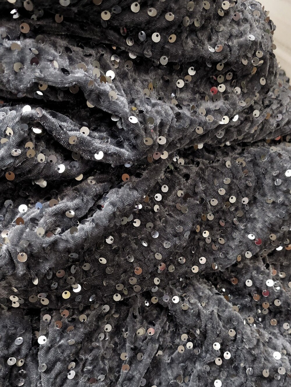 New Glam Sequin Velvet Bodycon Mermaid Train Gown Dress Formal Gray Silver - Picture 9 of 10